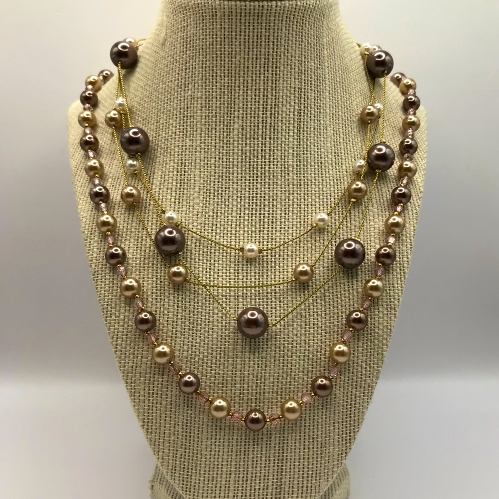 2 Roman (Rmn) Faux Pearl Necklaces